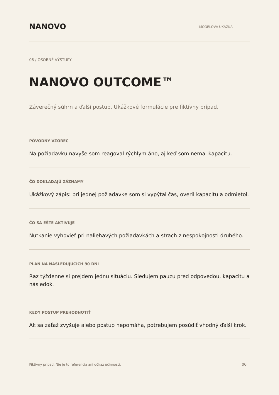 Modelová ukážka materiálu NANOVO OUTCOME